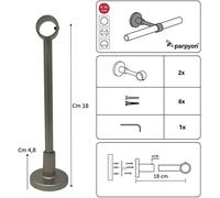 Parpyon® 2 Supporti Per Bastoni Tende In Metallo, Staffe Bastone Tenda 20mm