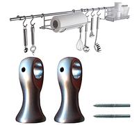 parpyon® 2 Supporti per bastoni Tende in Metallo, staffe Bastone Tenda appendi mestoli da 13mm, Materiale Resistente per Appendi Abiti a Parete o soffitto (47NS)