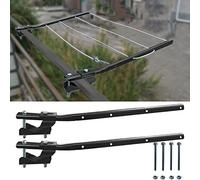 parpyon® Bracci Stendibiancheria da balcone esterno, Stendibiancheria da parete o ringhiera in ferro per filo per stendere il bucato prodotto 100% Italiano (Fisso c/piastra, Grigio scuro)