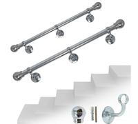 Parpyon® Corrimano a muro maniglia appoggio passamano in Acciaio INOX a parete Scale, Bagno, Doccia, Cucina, maniglione bagno - porta asciugamani 100% prodotto Italiano