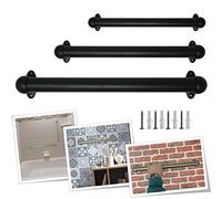 Parpyon® Corrimano a muro maniglia appoggio passamano in Alluminio a parete Scale, Bagno, Doccia, Cucina, maniglione bagno - porta asciugamani 100% prodotto Italiano (30cm, Nero)