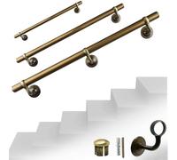 Parpyon® Corrimano a muro Scala Tubo passamano Prodotto 100% Italiano Fissaggio a parete con supporto Kit montaggio FACILE fai da te scale e balaustra (Bronzo, 50cm)