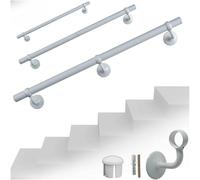 Parpyon® Corrimano a muro Scala Tubo passamano Prodotto 100% Italiano Fissaggio a parete con supporto Kit montaggio FACILE fai da te scale e balaustra (Bianco, 100cm)