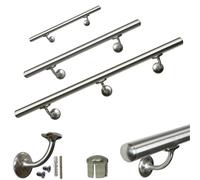 Parpyon® Corrimano scala intenra D.40 passamano in Acciaio INOX Satinato fissaggio a parete per Scale, Bagno, Doccia, Cucina, maniglione bagno - 100% prodotto Italiano (Acciaio Satinato, CM 80)