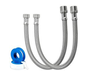 Parpyon® Flessibile Rubinetto MF 1/2 Prolunga tubo filettato Sifone Lavabo Bagno Sifone Lavello Cucina Tubo scarico lavandino Antiodore + nastro e guarnizione (Flessibile M/F 1/2" - 40CM)