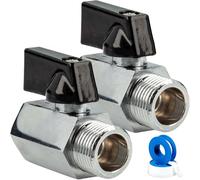 Parpyon® N. 2 Valvola Sfera MF 1/2 per Tubo Lavello Cucina per lavabo bagno, saracinesca Flessibile Rubinetto miscelatore Prolunga tubo filettato + nastro guarnizione (Valvola MF 1/2")