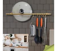 parpyon Porta Utensili da Cucina con Ganci, Barra Portautensili Cucina in Alluminio Porta Mestoli da Cucina per Gadget da Cucina Coperchio Mestolo (Oro Satinato, CM 40)