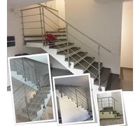 Parpyon® Ringhiera Scala in acciaio Inox AISI 304 Uso Interno Balaustra 2 metri Light Fissaggio a PARETE montaggio FACILE fai da te Passamano Parapetti scale