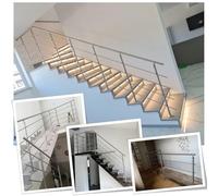 Parpyon® Ringhiera Scala in acciaio Inox AISI 304 Uso Interno Balaustra metri Fissaggio a PAVIMENTO montaggio FACILE fai da te Passamano Parapetti scale