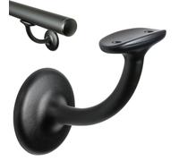 Parpyon® Supporti per corrimano scale interne, Staffe per tubo tondo reggi tubo a muro vari colori supporti per tubolare in ferro o legno (Nero, 3pz)