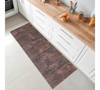 parpyon® Tappeto cucina Antiscivolo Lavabile BAMBOO passatoia al metro tappeto multiuso Finitura decapata shabby Chic tappeti bagno in legno resistente (MARRONE ANTICO, 300 CM)