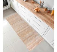 parpyon® Tappeto cucina Antiscivolo Lavabile BAMBOO passatoia al metro tappeto multiuso Finitura decapata shabby Chic tappeti bagno in legno resistente (BEIGE, 80 CM)