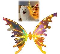PaRren Ali Luminose per Animali Domestici, Ali di Farfalla Elettriche Fai-da-Te, Vestire Halloween per Animali Domestici per Cani E Gatti di Taglia Media/Grande (A)