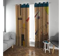 PARREN Marrone bambino oscurante tende Grommet Top Astratto retrò stile cartone animato tende oscuramento della stanza per la finestra del soggiorno 2 pannelli 140x160cm