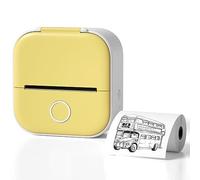 PaRren Mini Stampante Portatile, Stampante Per Adesivi Senza Inchiostro, Stampante Tascabile, Aiuto Per L'apprendimento, Lavoro, Intrattenimento (Yellow)