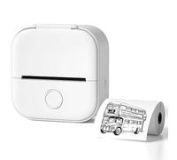PaRren Mini Stampante Portatile, Stampante Per Adesivi Senza Inchiostro, Stampante Tascabile, Aiuto Per L'apprendimento, Lavoro, Intrattenimento (White)