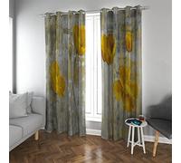 PARREN Tende grigie per soggiorno fiore giallo retro oscuramento isolato termicamente 2 pezzi luce bloccando la stanza tende oscuranti per camera da letto 229x274cm