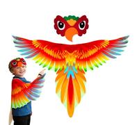 Parrot Costume For Kids - Double Sided Bird Wings Outfit With Headband | Double Sided Parrot Costume With Headband, Colourful Bird Wings Outfit For Kids, Stage Performance, Theme Parties, Masquerade