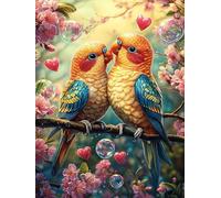 Parrot Couple in Magical Forest Rompicapo 500 Pezzi Per Regalo Di Battesimo Cartone Spesso Per Bambini Fairy Tale Cute Animal Tema Baby Per Attività Educativa Con Confezione Regalo Da Passatempo 500