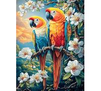 Parrot Couple in Tropical Flower Garden Puzzle 1000 Pezzi Per Regalo Di Pasqua Cartone Spesso Per Bambini Magical Animal Fairy Tale Attività Educativa Per Tutta La Famiglia Con Confezione Regalo Quali
