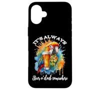 Parrot Drinking Its Beer O'Clock Somewhere Always 5 O Clock Custodia per iPhone 16 Plus