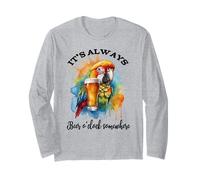 Parrot Drinking Its Beer OClock Somewhere Always 5 O'Clock Maglia a Manica