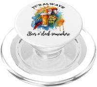 Parrot Drinking Its Beer OClock Somewhere Always 5 O'Clock PopSockets PopGrip per MagSafe