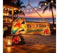 Parrot Its 5 00 O'clock Some Where Neon Sign, dimmerabile Parrot LED Light Home Beer Bar Decor,USB Powered,Five O'Clock Somewhere Bar Illumina Garage Wall Art for Man Cave,Casa,Club,Camera da letto
