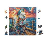 Parrot on Ship Deck Rompicapo 100 Pezzi Per Regalo Di Epifania Cartone Spesso Per Bambini Attività Educativa Per Tutta La Famiglia Edizione Limitata Da Passatempo 28x28cm