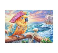 Parrot Pirate with Gold Chain on Sea Puzzle 1000 Pezzi Pressione Ridotta Adulti Rompicapo Rilassante Giochi Da Tavolo Indoor Idea Regalo Natale Per Padre E Nonno 1000 PCS
