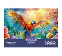 Parrot Spreading Wings Amid Colorful Blooms Puzzle Da 1000 Pezzi Parrot Sfida Di Ingegno Per Tutte Le Età 70x50cm/1000pcs