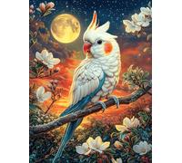 Parrot with Cherry Blossoms Under The Moon Puzzle 500 Pezzi Difficili Per Adulti Wildlife Pet Cartone Opaco Anti Riflesso Tema Astratto Per Passatempo Impegnativo Con Poster Incluso Migliore Vendita