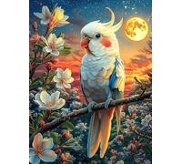 Parrot with Cherry Blossoms Under The Moon Puzzle 500 Pezzi Per Regalo Cartone Di Alta Qualità Per Adulti E Bambini Wildlife Pet Con Confezione Regalo Per Tutte Le Occasioni Qualità Premium 500 PCS