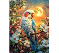 Parrot with Cherry Blossoms Under The Moon Rompicapo 1000 Pezzi Difficili 3D Cartone Rigido Resistente Tema Architettura Scenery Science Fiction Per Esperti Per Decorazione E Collezione Qualità Museal