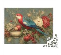 Parrot with Flowers 100% Recycled Cardboard Single Tropical Parrot 1000 Piece Jigsaw Puzzles Adults And Children Beautiful Decoration 52x38cm/1000pcs