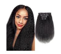 Parrucca 10 clip diritte crespi nelle estensioni dei capelli Clip di capelli veri neri naturali Clip di doppia trama for le donne 120g Clip diritte crespi nelle estensioni dei capelli umani Parrucca