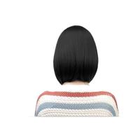 Parrucca 1pc con frangia parrucche corte diritte marrone più scuro for le donne lunghezza delle spalle colore naturale sintetico resistente al calore