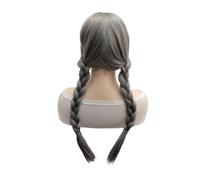 Parrucca 1pc lungo rettilineo grigio due trecce parrucche Anna piccola principessa for le donne capelli umani Cosplay anime pezzo da festa sintetico