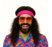 Parrucca a capelli lunghi Wig per carnevale e carnevale anni '70 e '80 (nero)