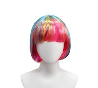 Parrucca A Caschetto Corto Con Frangia Piatta - Parrucca Sintetica Colorata Per Donna, Ideale Per L'addio Al Nubilato, Carnevale, Cosplay, Travestimenti Di Halloween