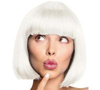 Parrucca a caschetto da cabaret, pagaiolo, Charleston, per carnevale e feste a tema, 13 colori (verde) (bianco)