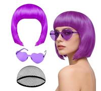 Parrucca a caschetto da donna, copricapo neon per cosplay, Halloween, cosplay, per donne e ragazze, feste in costume, fumetti, convegni in maschera, scuola, concerti, carnevale, teatro, artisti