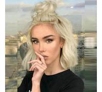 Parrucca a caschetto frontale in pizzo da donna Drag Highlight bionda parrucca corta in pizzo pieno parrucca corta senza colla parrucche realistiche sintetiche resistenti al calore afro 14 pollici