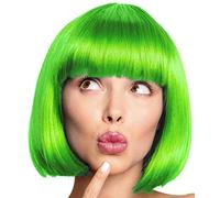 Parrucca a caschetto verde, di alta qualità, da donna, perfetta per costume da Amy Winehouse e parrucca ABBA, facile da indossare e acconciare, accessori per palline da trucco, giochi di ruolo