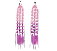 Parrucca a coda di cavallo con bolle a lanterna da 2 pezzi for donna, acconciatura con treccia lunga for foto di stile di strada piccante da ragazza(Lightpinklightpurple)