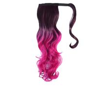 Parrucca a coda di cavallo lunga e riccia con sfumatura colorata con cinturino in Perfetta for acconciature alla moda(Cherry red)