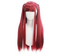 Parrucca A Coda Di Rondine Lunga E Diritta Rosa Rossa - Parrucca Sintetica Per Cosplay Anime Per Feste In Costume Di Halloween Per Donne