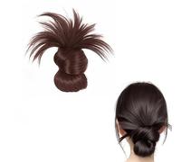 Parrucca a forma di coda di cigna con piume, clip per capelli disordinati, da donna, con clip per chignon, capelli disordinati, castano scuro con riflessi (marrone scuro)