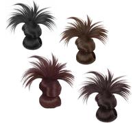 Parrucca a forma di coda di cigna con piume, clip per chignon disordinato, da donna, con clip per chignon disordinato, castano scuro con riflessi (4 pezzi)