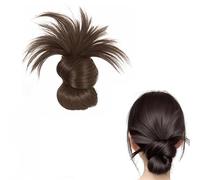 Parrucca a forma di coda di cigna con piume, con clip per capelli disordinati, da donna, con clip per chignon disordinato, castano scuro con riflessi (castano chiaro)